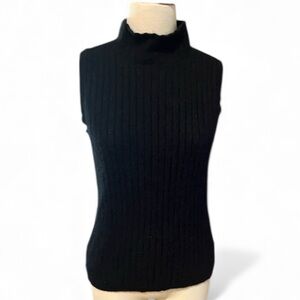 Magaschoni ribbed 100% cashmere top black womens size L